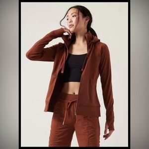Athleta Women's Warm Mahogany Full Zip-Up Hoodie